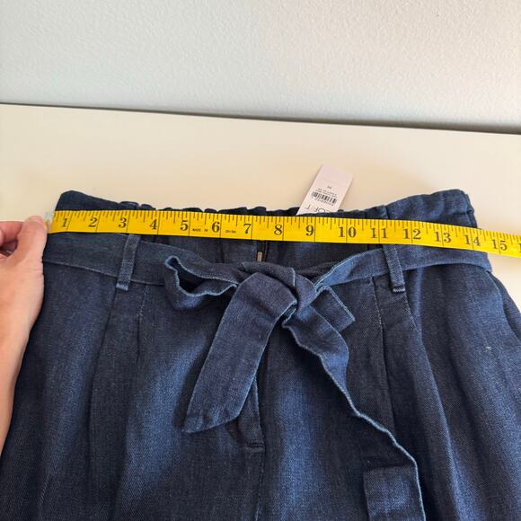 Loft Pants Size Medium Denim Paperbag Tie Elastic Waist Linen Lyocell Blend - Picture 10 of 11